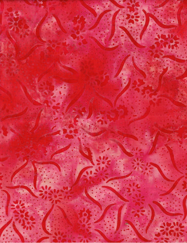 CAR 451 R Red and Pink Ribbons, Dots and Flowers Cotton Batik for Patchwork and Quilting