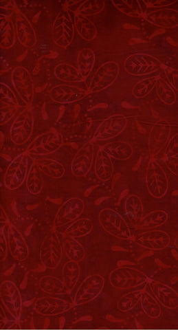 CAR 478 FB3 Floral Boutique Batik Cotton Orange Red Leaves, Dots and Commas on Dark Red for Patchwork and Quilting