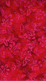 CAR 482 FB3 Floral Boutique Batik Cotton Pink Floral Sprays on Mid Dark Red for Patchwork and Quilting