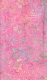 Pink Cotton batik fabric with floral and leaf pattern