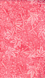 Peachy Pink cotton batik fabric with white floral pattern
