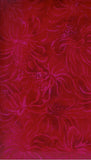 Rose Red cotton batik fabric with floral pattern