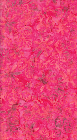CAR 498 FB3 Floral Boutique Batik Cotton: Orange and Tan Star Flowers and Leaves for Patchwork and Quilting