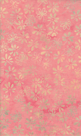 CAR 500 FB3 Floral Boutique Batik Cotton: Pale Cream Yellow Small Flowers on Pale Pink for Patchwork and Quilting