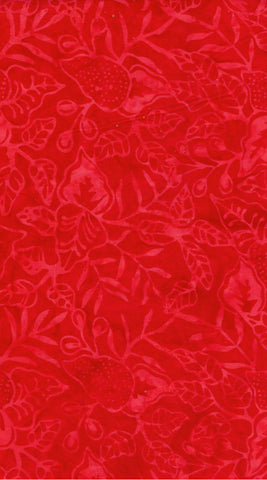 CAR 501 FB3 Floral Boutique Batik Cotton: Orange Red Self Toned Flowers and Leaves for Patchwork and Quilting