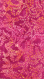 CAR A1 Orange Pink Leaf Sprays on Dark Pink 1M Bulk Discount Piece Batik Cotton