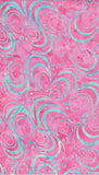 Pink and Aqua swirl pattern on cotton batik fabric
