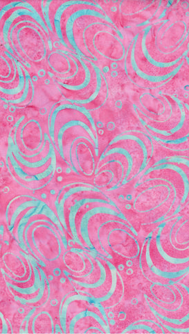 CAR BM 001 3.0 Floral Boutique Aqua Arcs on Light Pink Cotton for Patchwork and Quilting 3.0M Piece