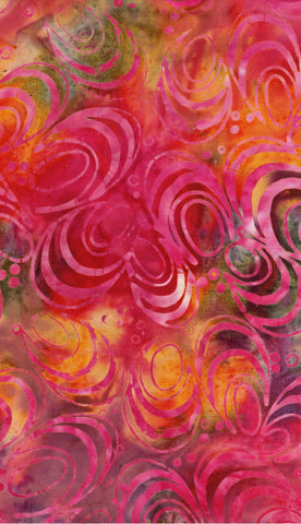 CAR BM 002 Floral Boutique Pink Arcs on Orange Yellow Gold Cotton for Patchwork and Quilting