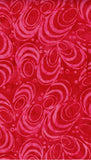 Red cotton batik fabric with pink abstract pattern