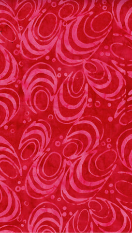 CAR BM 4 3.0 Floral Boutique Pink Swirls on Red Cotton for Patchwork and Quilting 3.0M Piece