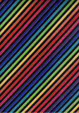 Colourful Stripe diagonal on black cotton