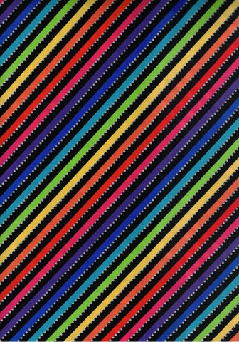CAStripe-RB  Rainbow Black Stripe Anthology Fabric for Patchwork and Quilting. BC77Q-2