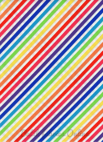 CAStripe-RW  Rainbow White Stripe Anthology Fabric for Patchwork and Quilting. BC77Q-14