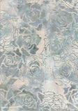 Silver and White Roses Batik Cotton Fabric