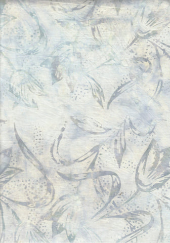 CAWBG 733 FB2 Floral Boutique Pale to Mid Blue Grey Leaves and Tulip Flowers on Pale Grey Batik Cotton for Patchwork and Quilting