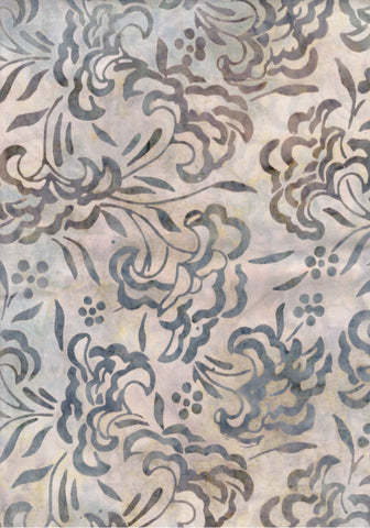CAWBG 710 Blue Grey Flowers on Neutral Background Batik Fabric