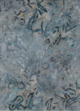 CAWBGB 722 FB Floral Boutique Teal, Tan and Grey Leaves and Flowers on Mid Grey Batik Cotton for Patchwork and Quilting