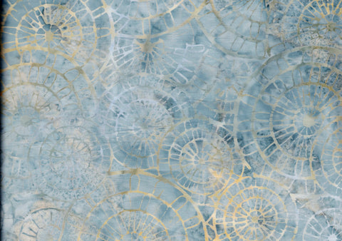 CAWBG 746A Anthology Blue Grey with Cream Yellow Wheels Design Cotton Batik Fabric Patchwork and Quilting