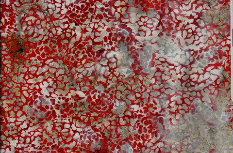 CAWBG 748 H Grey and Orange Rosette Flowers Cotton Batik Fabric by Hoffman Patchwork and Quilting