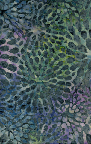 CAWBG 750 T Grey Green Purple Exploding Fireworks Cotton Batik Fabric by Timeless Tonga Patchwork and Quilting