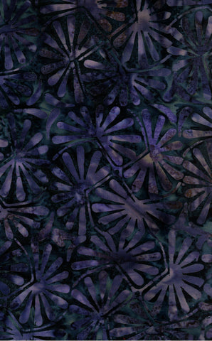 CAWBG 751 T Purple Flowers on Dark Green Grey Cotton Batik Fabric by Timeless Tonga Patchwork and Quilting