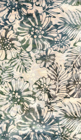 CAWBG 753 FB3 Floral Boutique Batik Cotton Dark Grey Flowers on Pale Grey for Patchwork and Quilting