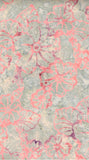 Textured surface with pink and purple floral patterns on a light gray background