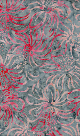 CAWBG 760 FB3 Floral Boutique Collection: Apricot Orange Ribbon Flowers on Light Grey Cotton Batik Fabric for Patchwork and Quilting