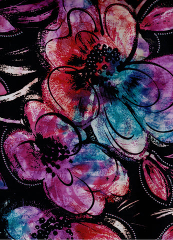 CMB3 BB-83038-23 Colour Me Banyan Batik Blooms Raspberry Cotton for Quilting