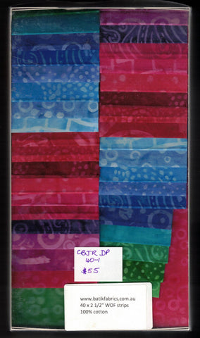 SBJR40-1 Batik Australia Designer Palette Collection  40 x 6.5cm x 110cm Strips