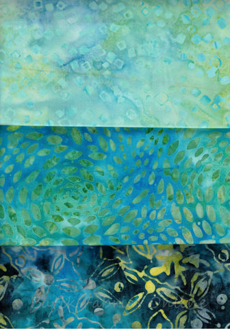 FB1M3 0103 Fabric Bundle 1M of 3 Different Aqua Blue Green Fabrics