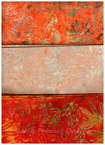 FB1M3 0202 Fabric Bundle 1M each of 3 Co-ordinating Prints Cotton Batik Fabrics