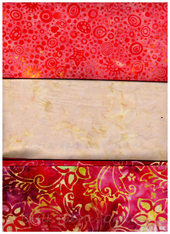 FB1M3 0203 Fabric Bundle 1M each of 3 Co-ordinating Prints Cotton Batik Fabrics