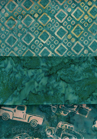 FB1M3 0302 Fabric Bundle 1M of 3 Different Teal Green Fabrics