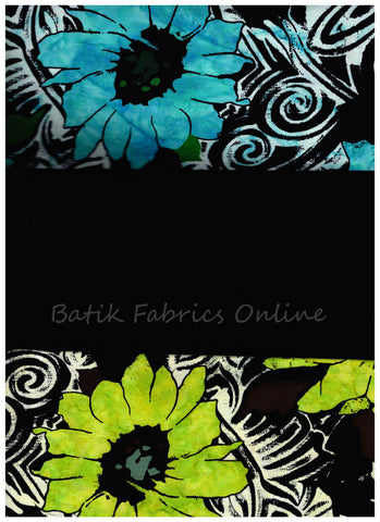 FB1M3 0303 Fabric Bundle 1M each of 2 Co-ordinating Prints and 1 Tonal Cotton Batik Fabrics