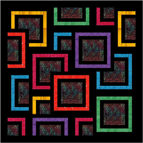 KP1K1-17 Black Opal Logs Fabric Kit, Lounge Quilt Size 80" x 80"