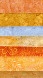 SBFQE7GS-15 gold batik fabric bundles of 7 Fat quarters and eighths