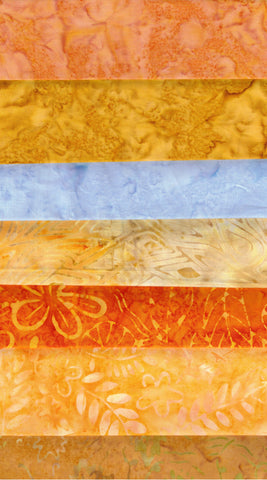 Gold Batik Bundle Garden Sundial Starter Pack- 3 Fat Quarters and 4 Fat Eighths/ SBFQE7GS-15