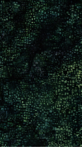 Green Batik Fabric for Patchwork, Quilting, Sewing and Textile Art: Green Square Dots on Dark Green Stamped Hoffman Batik/CAG 465 H