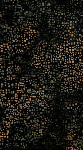 Green Batik Fabric for Patchwork, Quilting, Sewing and Textile Art: Green and Light Tan Square Dots on Dark Green Stamped Hoffman Batik/CAG 464 H