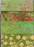 PPSTS WOF Set G Green 4x 25cm Strip Pack Batik Fabric