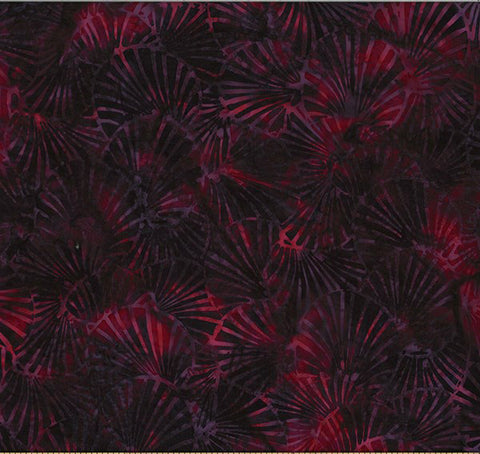 CAR 456H Dark Burgundy Red with Red Seashells Batik for Patchwork and Quilting