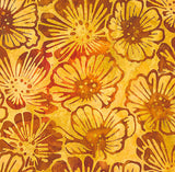 CAOY 217K Gold Blooms Kaufman Batik Fabric for Patchwork and Quilting