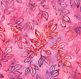 CAR 414K Red Dark Pink Purple Flowers on Mauve Pink Batik for Patchwork and Quilting