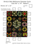 KP1BBB-11  Block 11 Posy Floral Spray 16" x 16" Block of Bindy's Bali Baltimore Sampler Quilt Pattern 90" x 74"