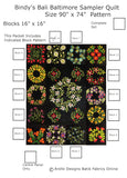 KP1BBB-13 Block 13 Posy Center Wreath 16" x 16" Block of Bindy's Bali Baltimore Sampler Quilt Pattern 90" x 74"