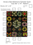 KP1BBB-14 Block 14 Poinsettia Wreath 16" x 16" Block of Bindy's Bali Baltimore Sampler Quilt Pattern 90" x 74"