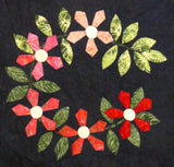 KP1BBB-14 Block 14 Poinsettia Wreath 16" x 16" Block of Bindy's Bali Baltimore Sampler Quilt Pattern 90" x 74"