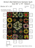 KP1BBB-1 Block 1 Tulip Wreath 16" x 16" Block of Bindy's Bali Baltimore Sampler Quilt Pattern 90" x 74"